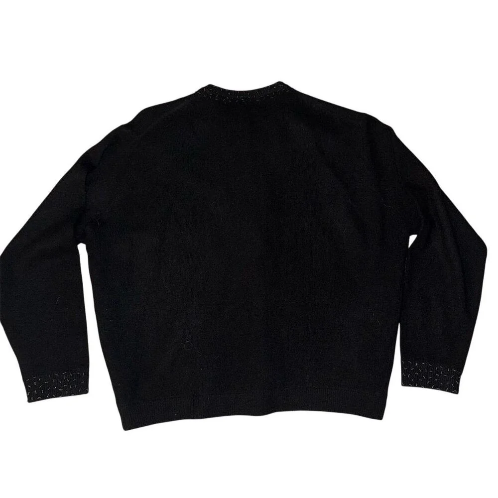 Vintage Lai Wag Women's Size L Black Beaded  Lined‎ Cardigan Sweater Long Sleeve